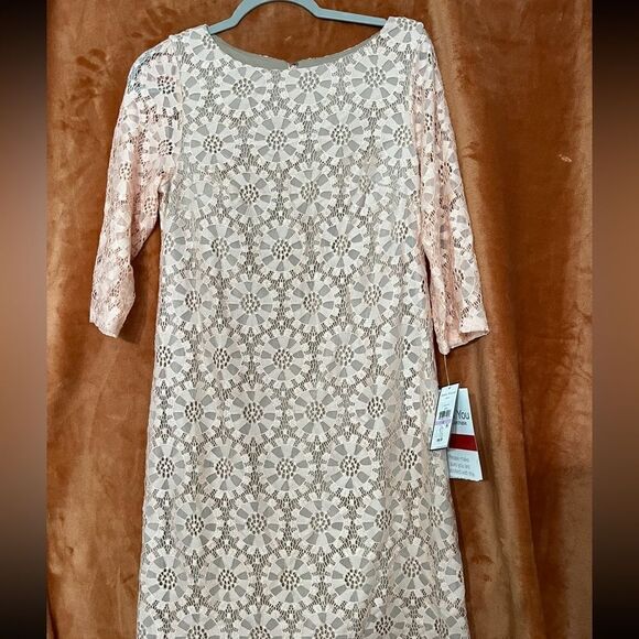 Jessica Howard Illusion Seath Foemal Dress Lace Pink Underlay 3/4 Sleeve NWT 6 - Picture 3 of 10